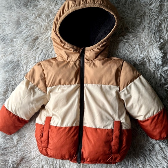 Swiss Tech Kids Colorblock Jacket - Tan, Cream, and Orange - Picture 1 of 7